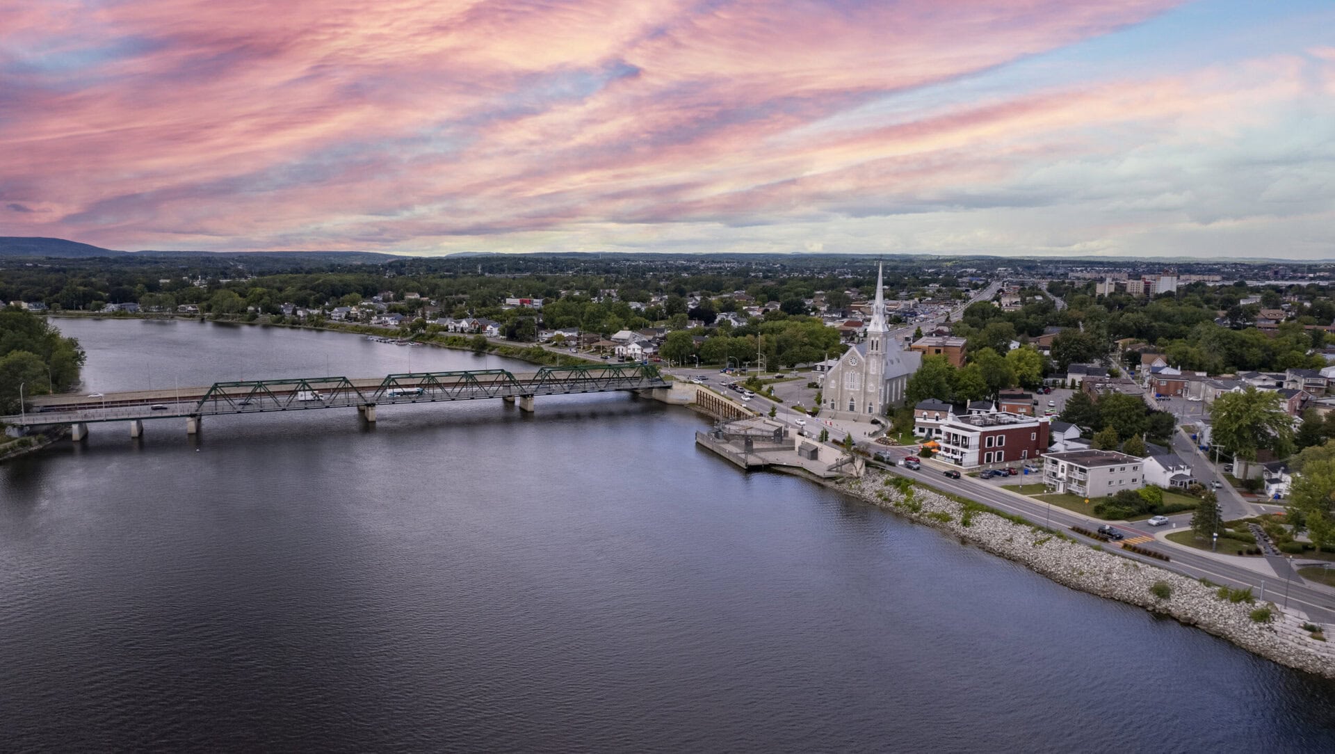 Arial view of Gatineau's Lady Aberdeen Bridge