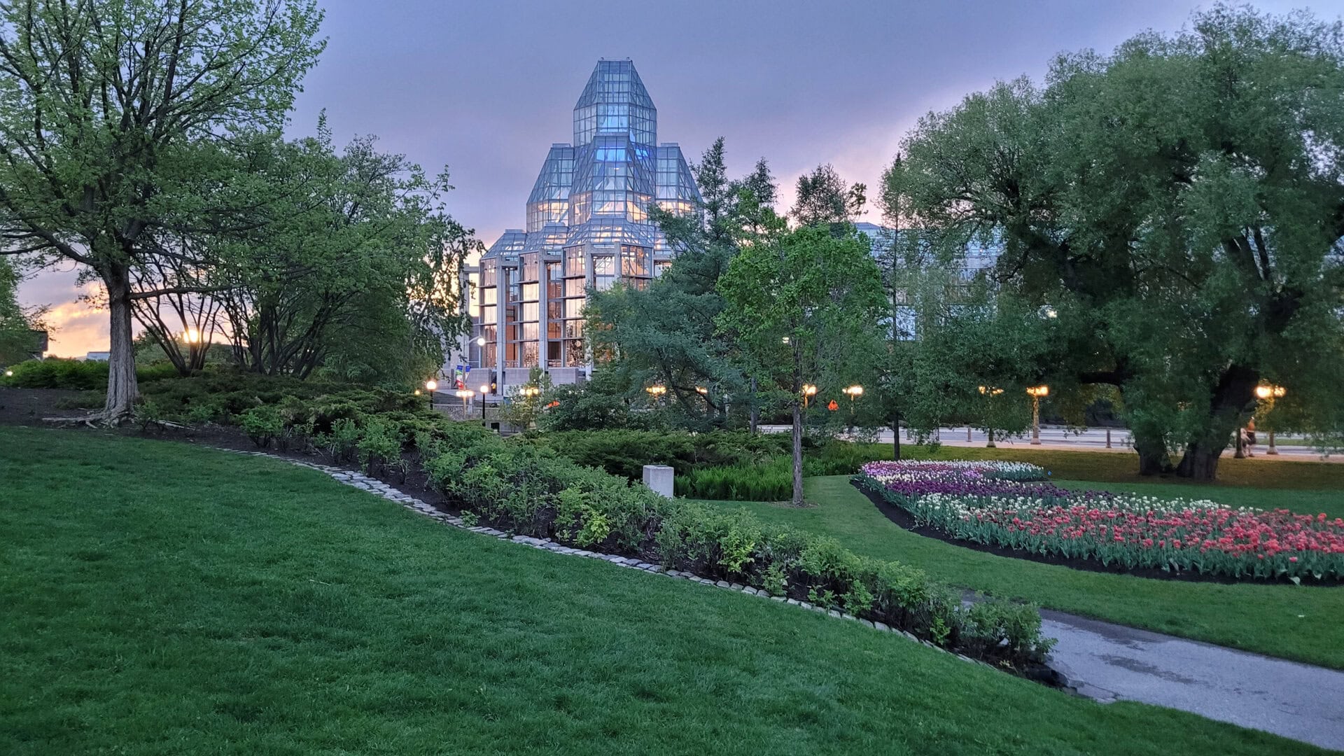 View of the tulip gardens at Major's Hill Park in Canada's Capital (Ottawa) during the Tulip Festival.