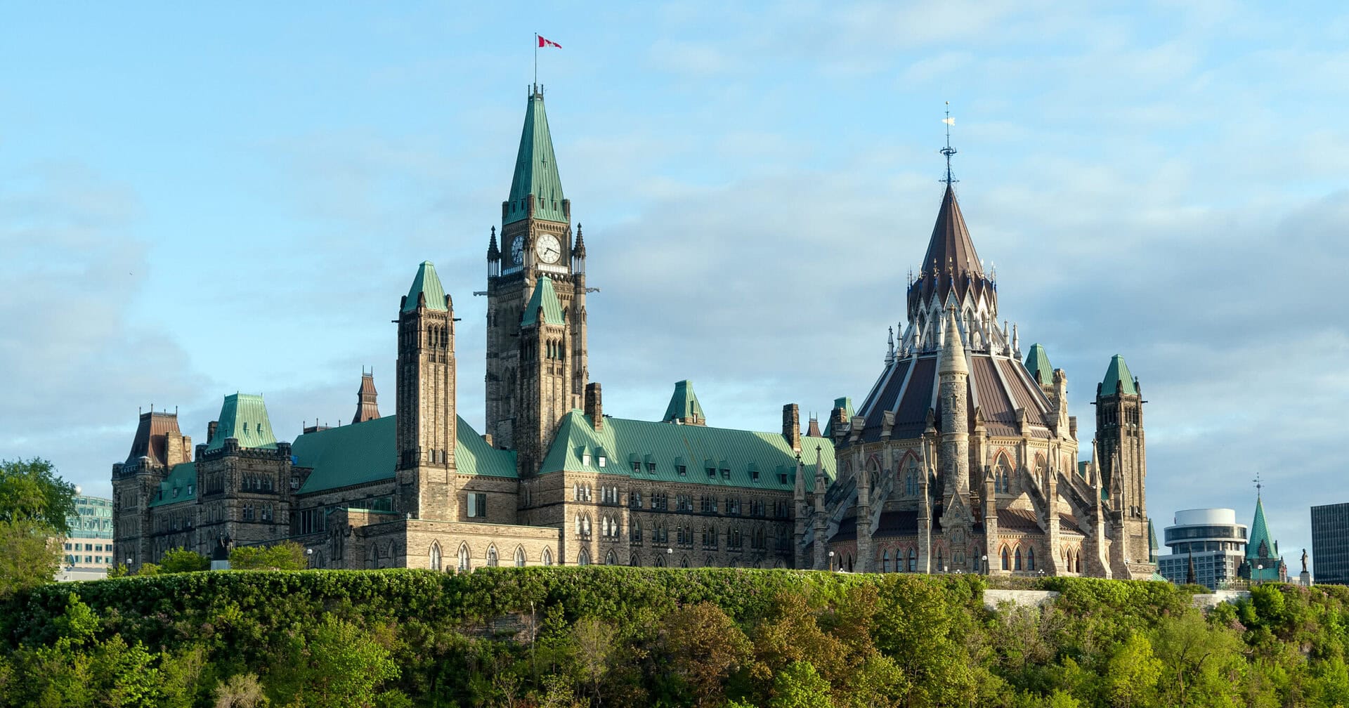 Parliament Hill - Ottawa, Ontario, Canada. Its Gothic revival suite of buildings is the home of the Parliament of Canada.