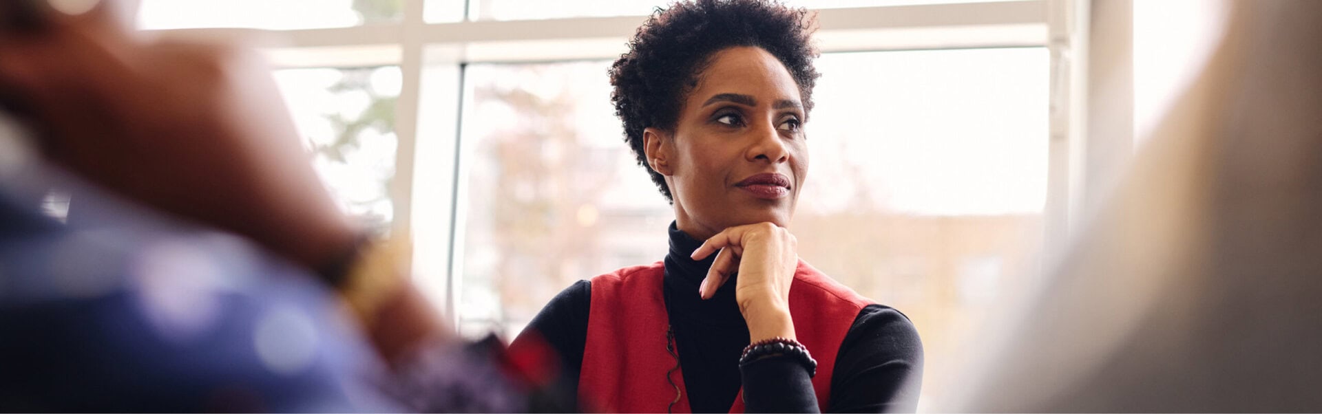 A woman ponders her career change options